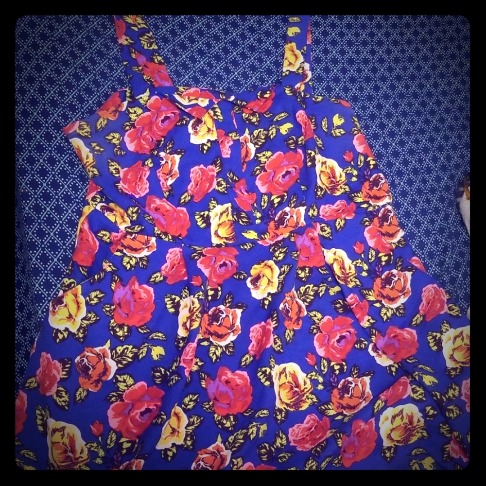 Electric blue floral dress